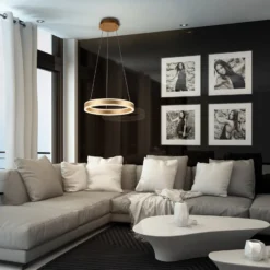 LED-Hängeleuchte Helia, goldfarben, Ø 50 cm, Metall