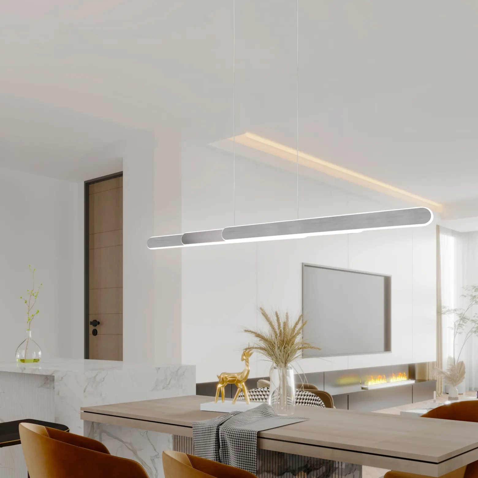 LED-Hängeleuchte Helios ausziehbar dim CCT alu