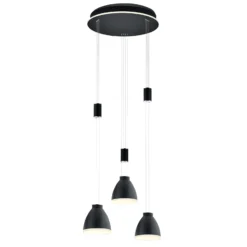 LED-Hängeleuchte Leni, 3-flg., rund, schwarz