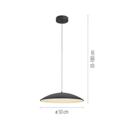 LED-Hängeleuchte LENTE, schwarz, Ø 50 cm, Metall, switchdim