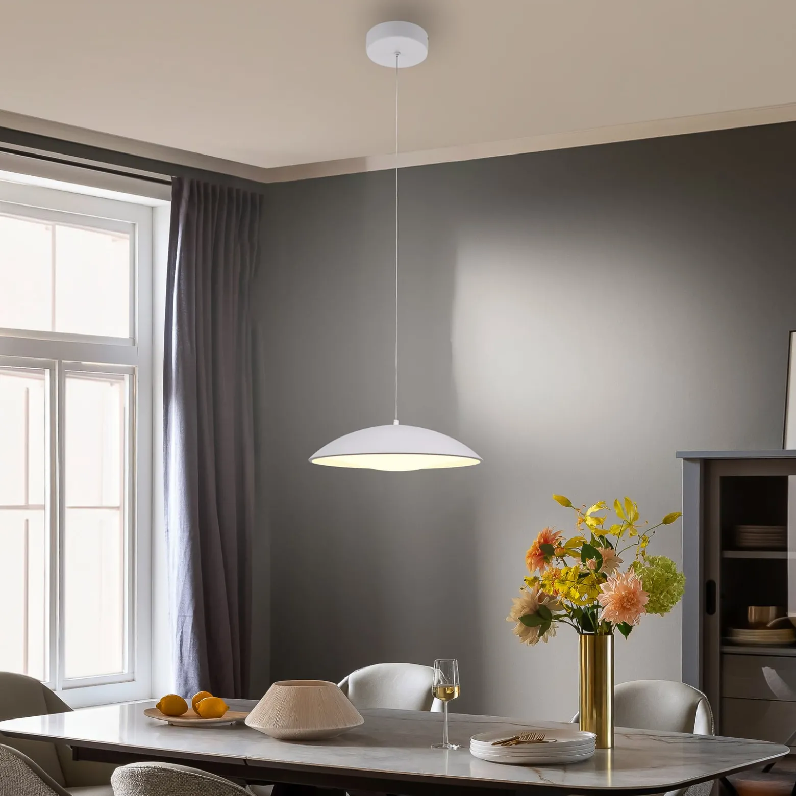 LED-Hängeleuchte LENTE, weiß, Ø 40 cm, Metall, switchdim