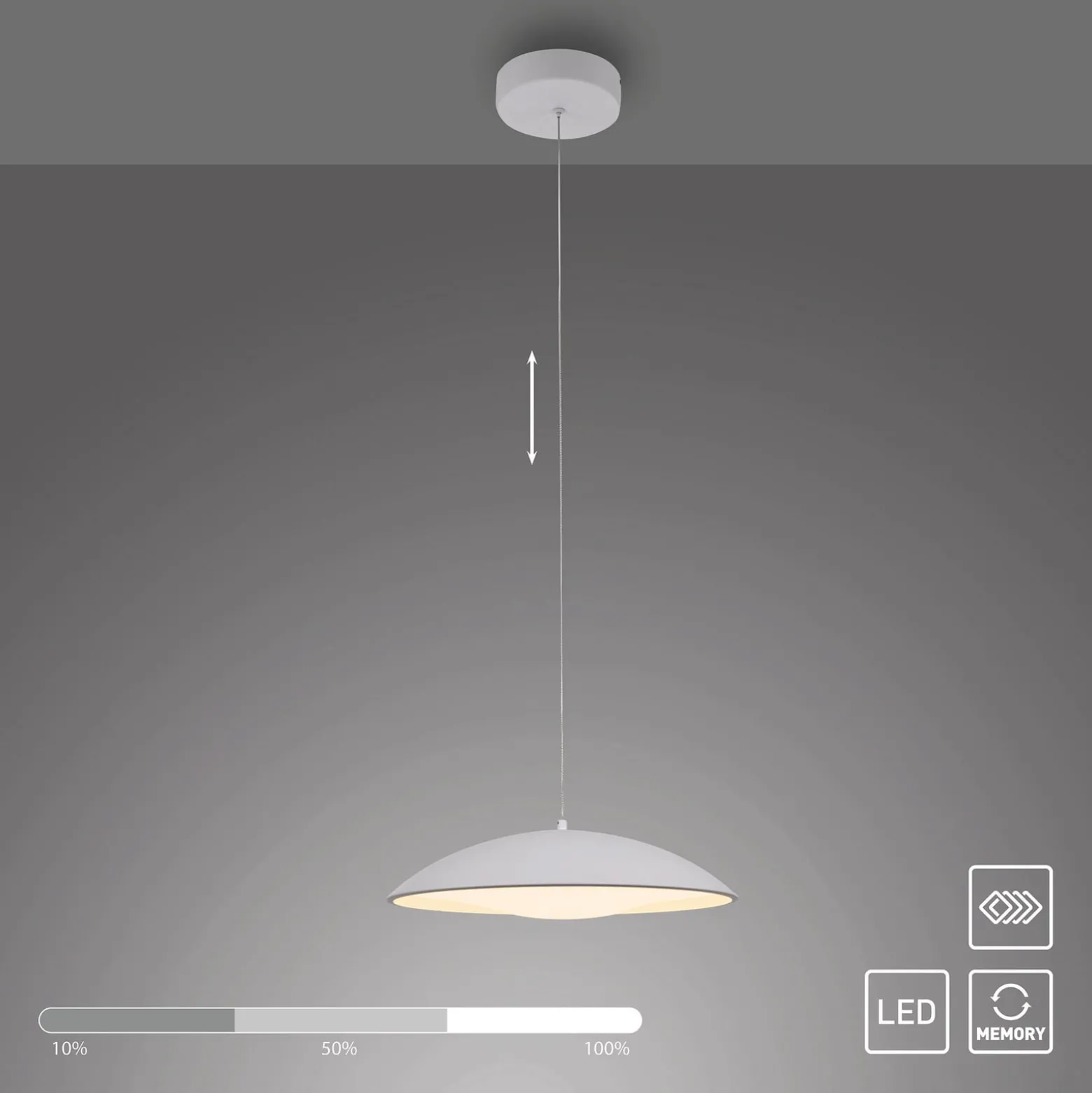 LED-Hängeleuchte LENTE, weiß, Ø 40 cm, Metall, switchdim
