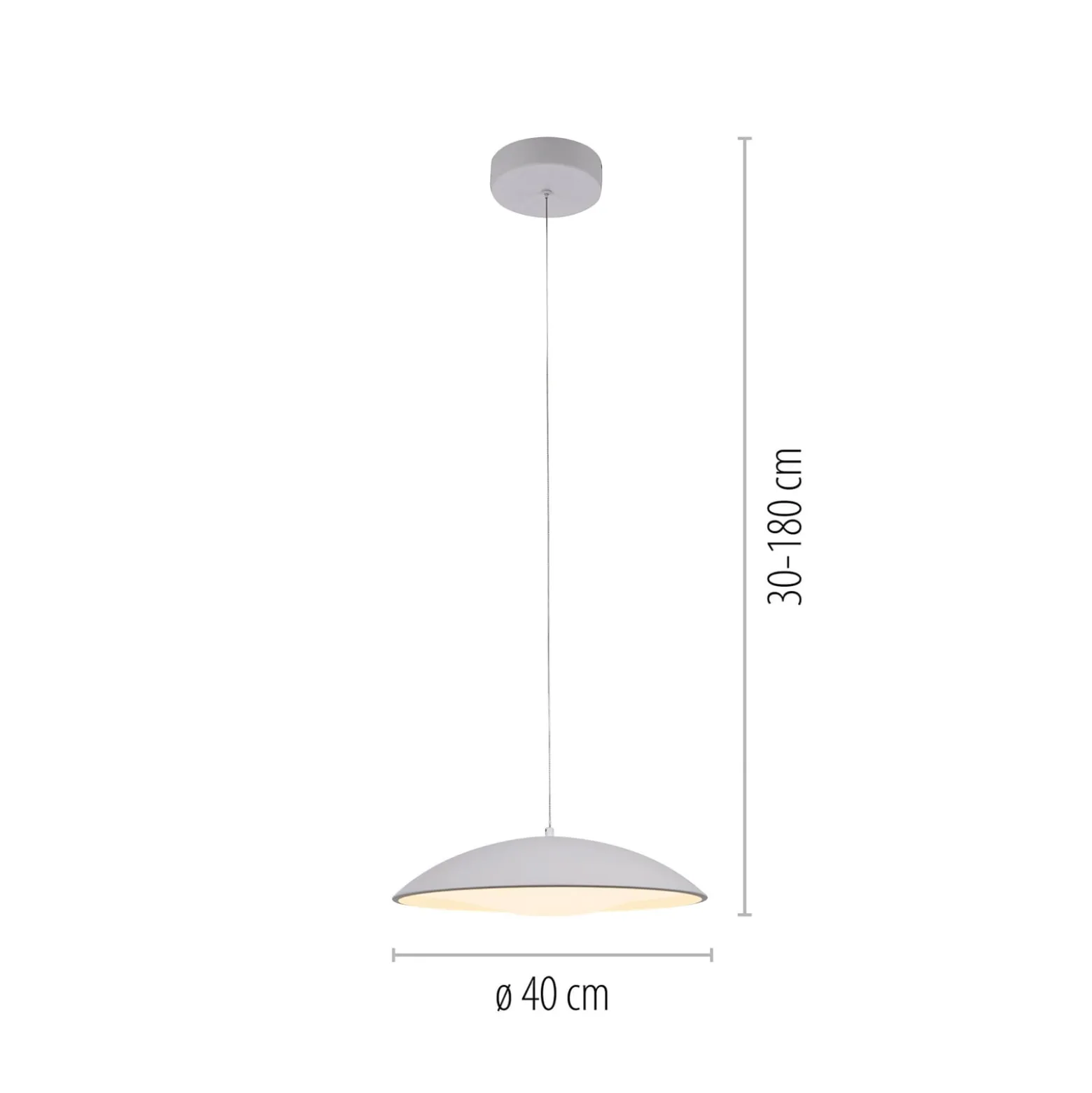 LED-Hängeleuchte LENTE, weiß, Ø 40 cm, Metall, switchdim