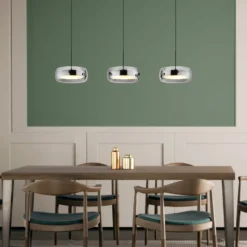 LED-Hängeleuchte Livion, rauchgrau/schwarz, Glas, 85 cm