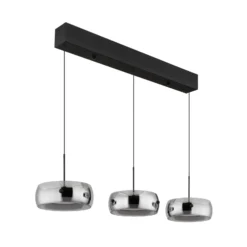 LED-Hängeleuchte Livion, rauchgrau/schwarz, Glas, 85 cm