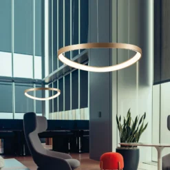 LED-Hängeleuchte Loop, gold, Ø 80 cm