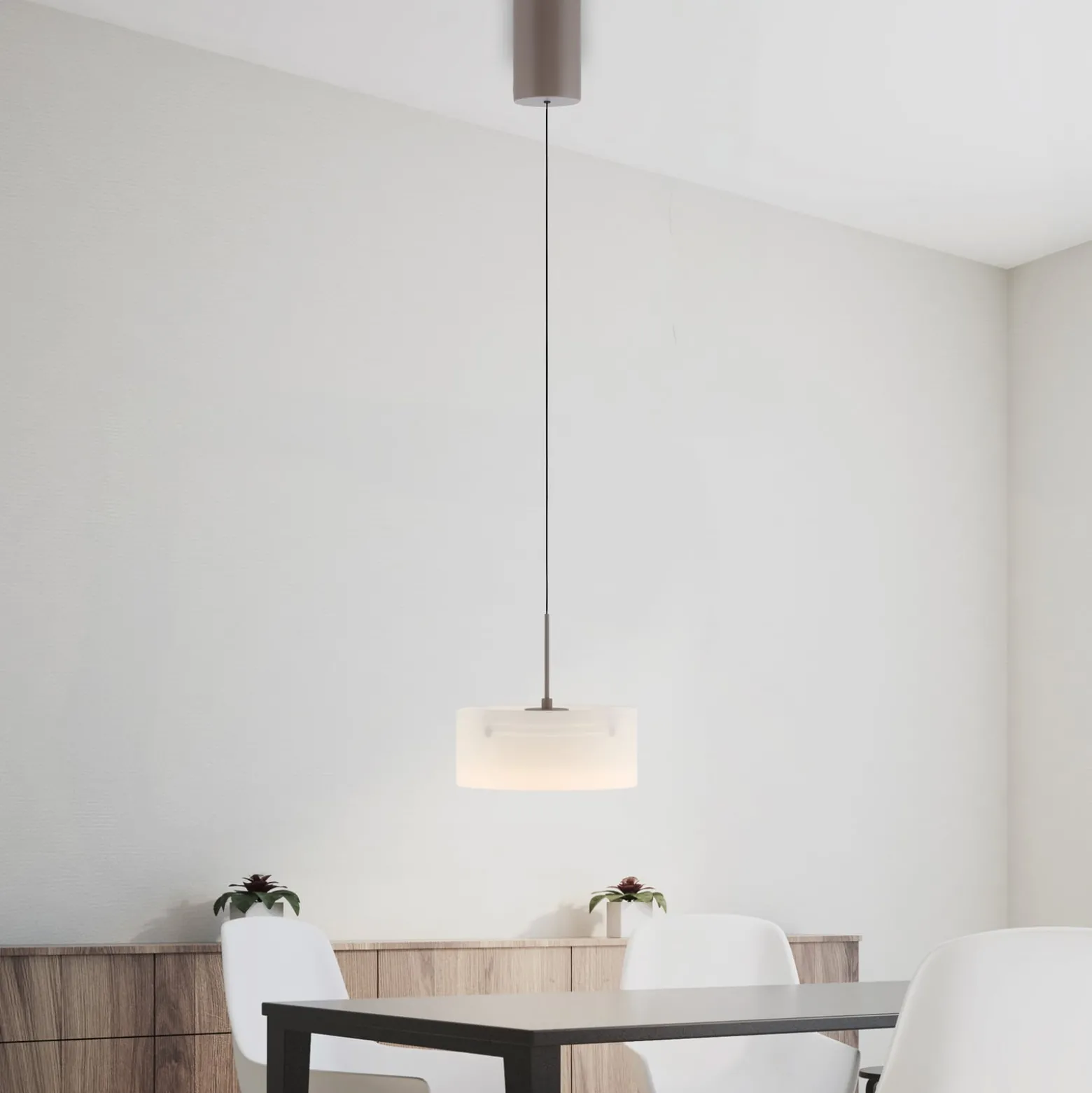 LED-Hängeleuchte MARIKA, beige/weiß, Ø 20 cm, Glas, dimmbar
