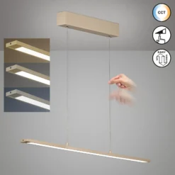 LED-Hängeleuchte Marlo, sand, Länge 90 cm, CCT, Touchdimmer