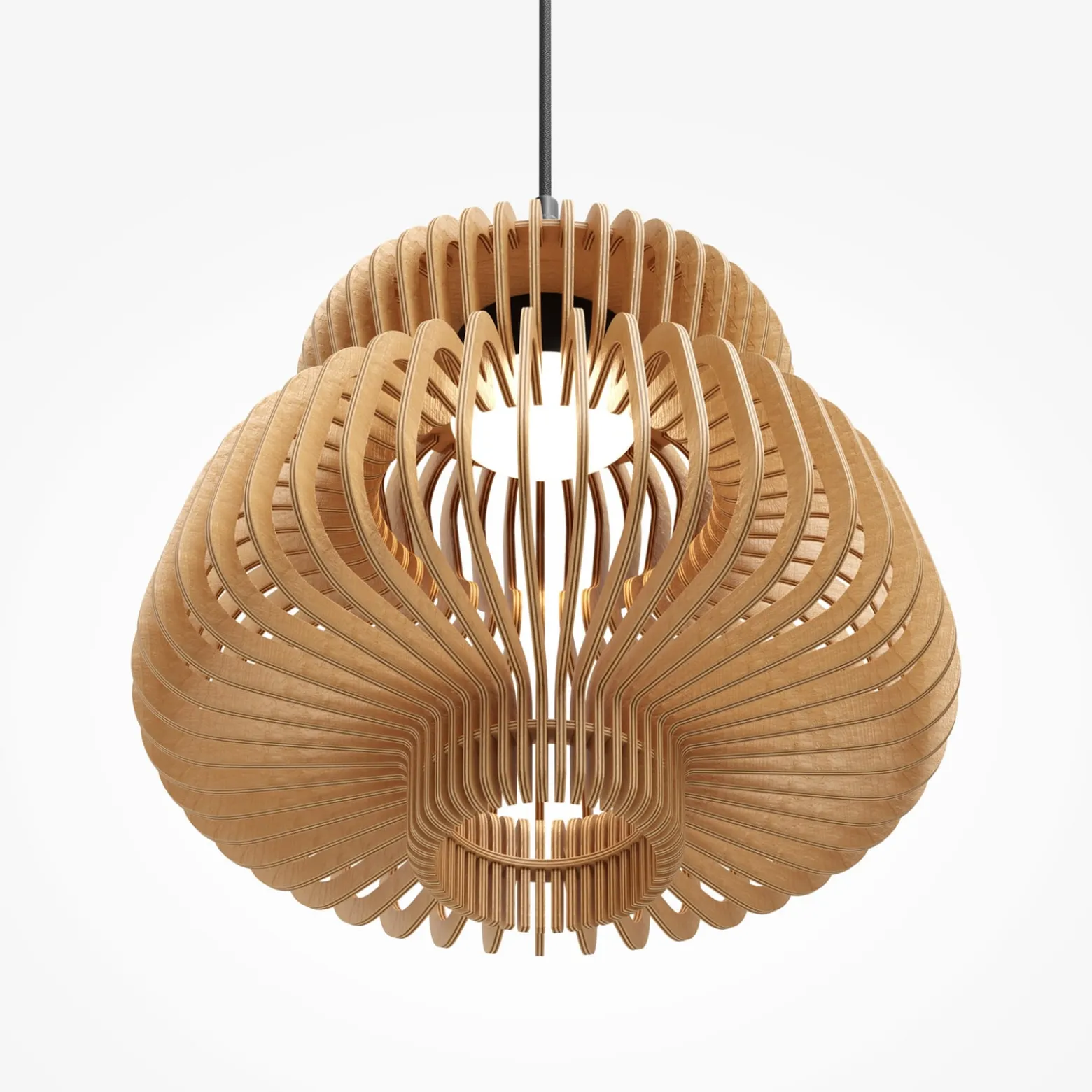 LED-Hängeleuchte Namiki, Ø 35 cm, Holz, CCT, 14 W