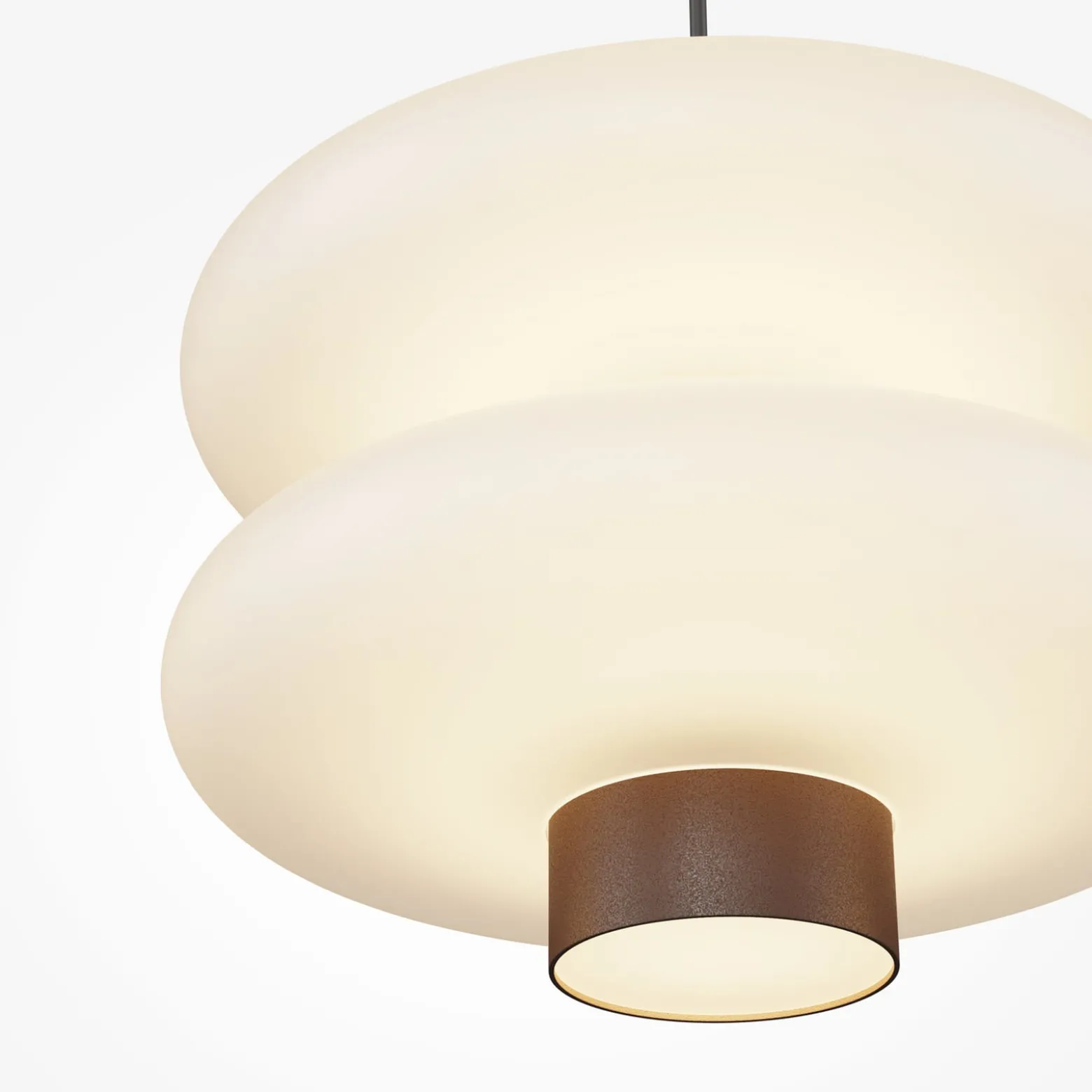 LED-Hängeleuchte Nuvem, braun, Opalglas, Länge 66 cm, 3-flg.