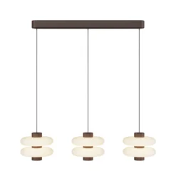 LED-Hängeleuchte Nuvem, braun, Opalglas, Länge 66 cm, 3-flg.
