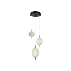 LED-Hängeleuchte Pellucid, bronzefarben/klar, 3-flammig