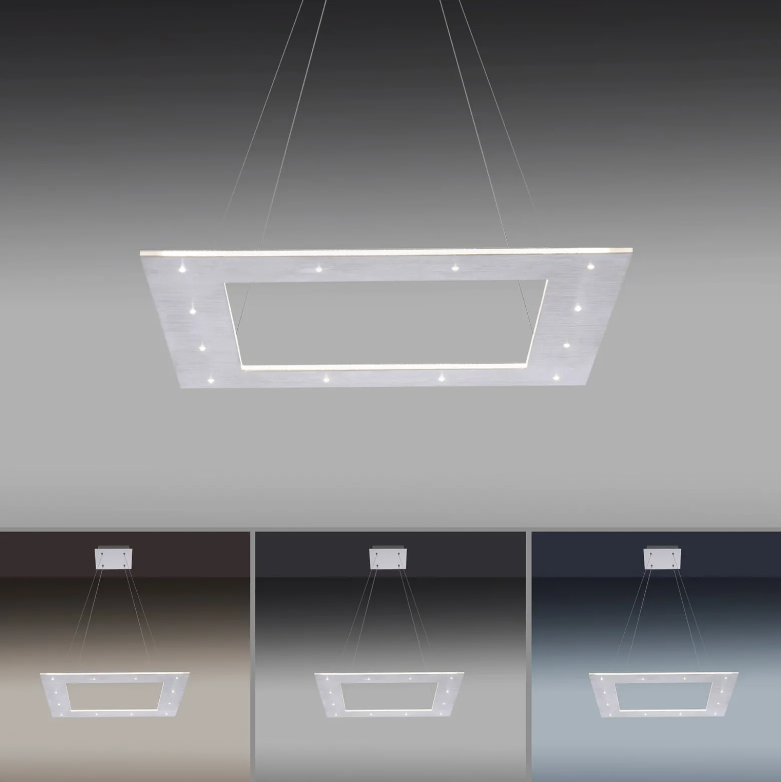 LED-Hängeleuchte PURE Cosmo, alu, 50 cm, CCT, Fernbedienung