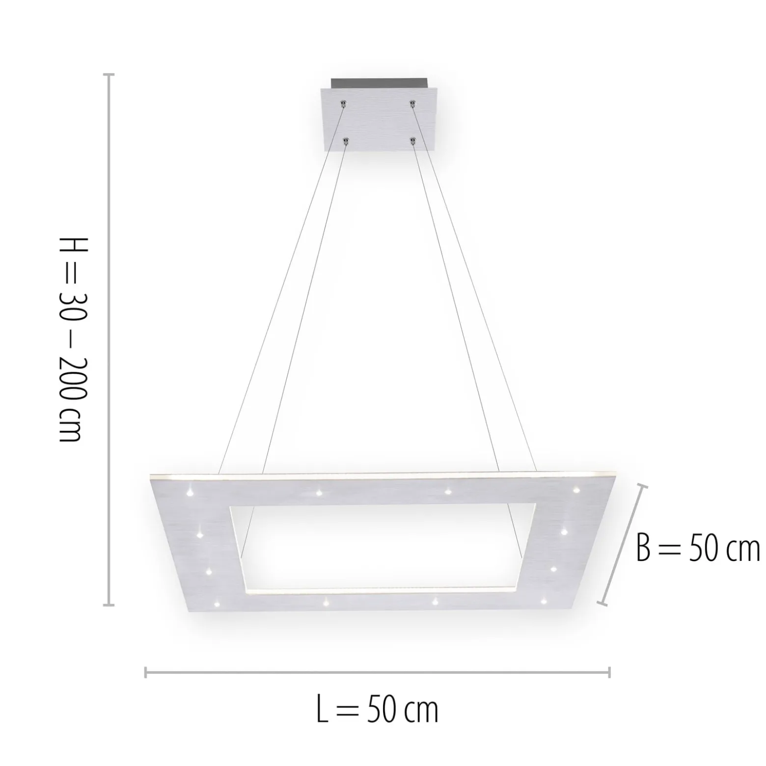LED-Hängeleuchte PURE Cosmo, alu, 50 cm, CCT, Fernbedienung