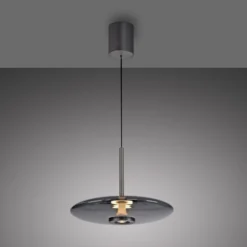 LED-Hängeleuchte PURE E-Vitrum, platin, Glas/Aluminium, CCT