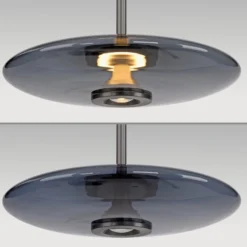 LED-Hängeleuchte PURE E-Vitrum, platin, Glas/Aluminium, CCT