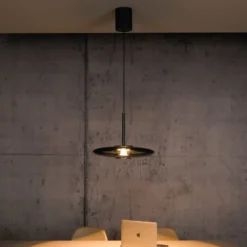 LED-Hängeleuchte PURE E-Vitrum, platin, Glas/Aluminium, CCT