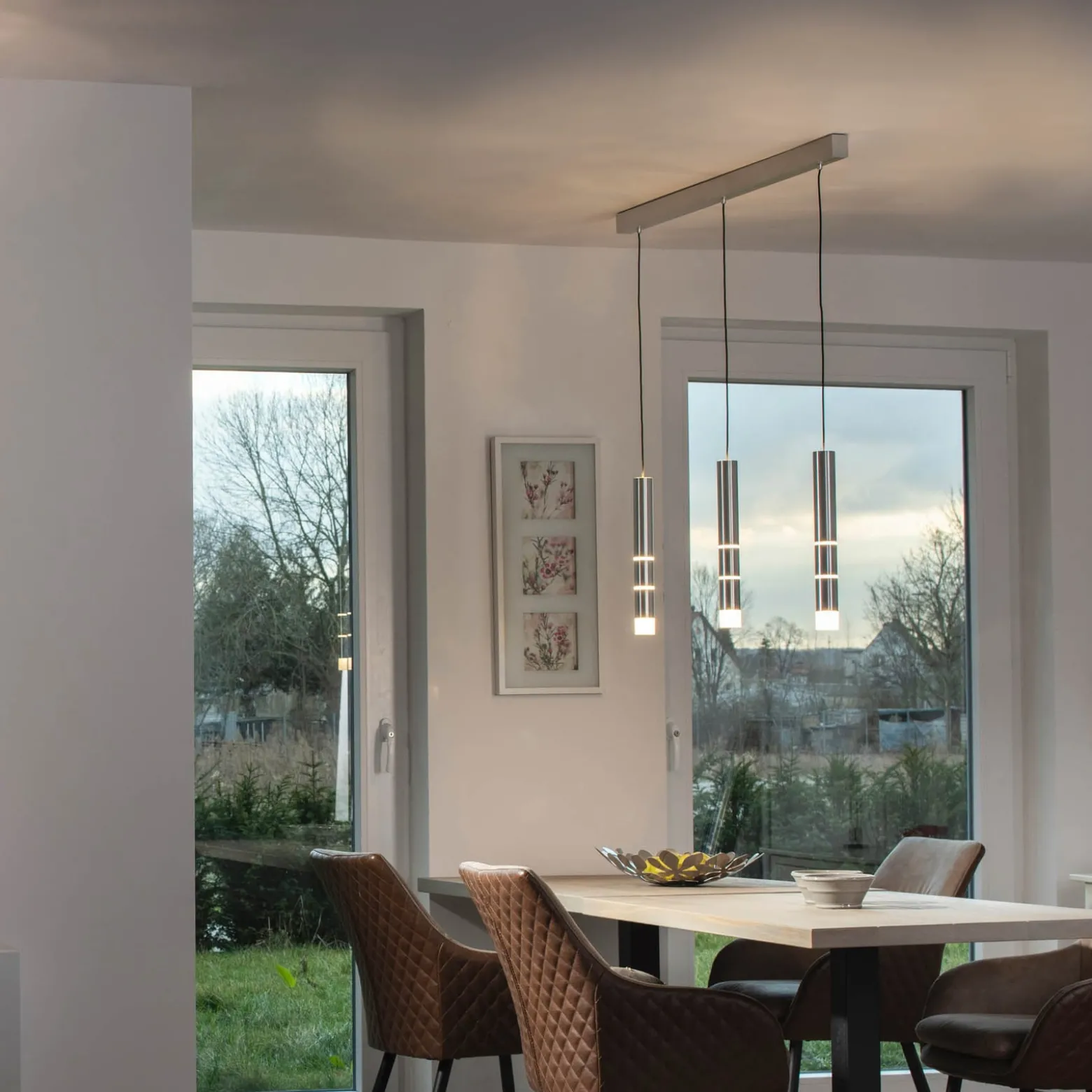LED-Hängeleuchte PURE Vega, drei Zylinder, alu