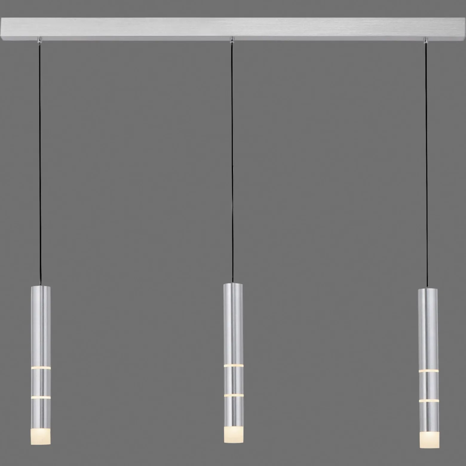 LED-Hängeleuchte PURE Vega, drei Zylinder, alu
