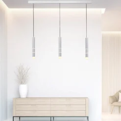 LED-Hängeleuchte PURE Vega, drei Zylinder, alu