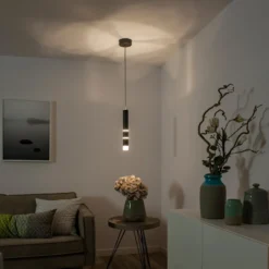 LED-Hängeleuchte PURE Vega, ein Zylinder, schwarz