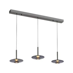 LED-Hängeleuchte PURE Vitrum, grau, Glas/Aluminium 3-flammig