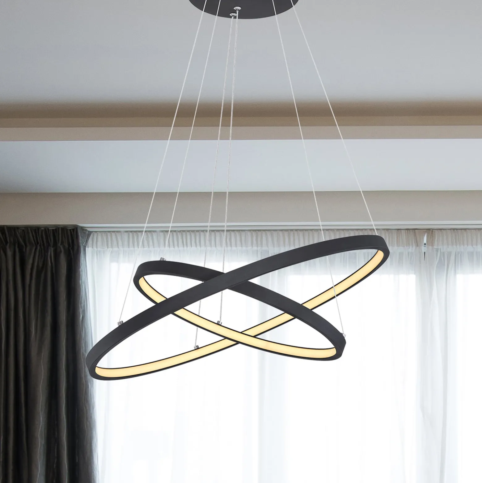 LED-Hängeleuchte Ralph, zweiflammig, schwarz
