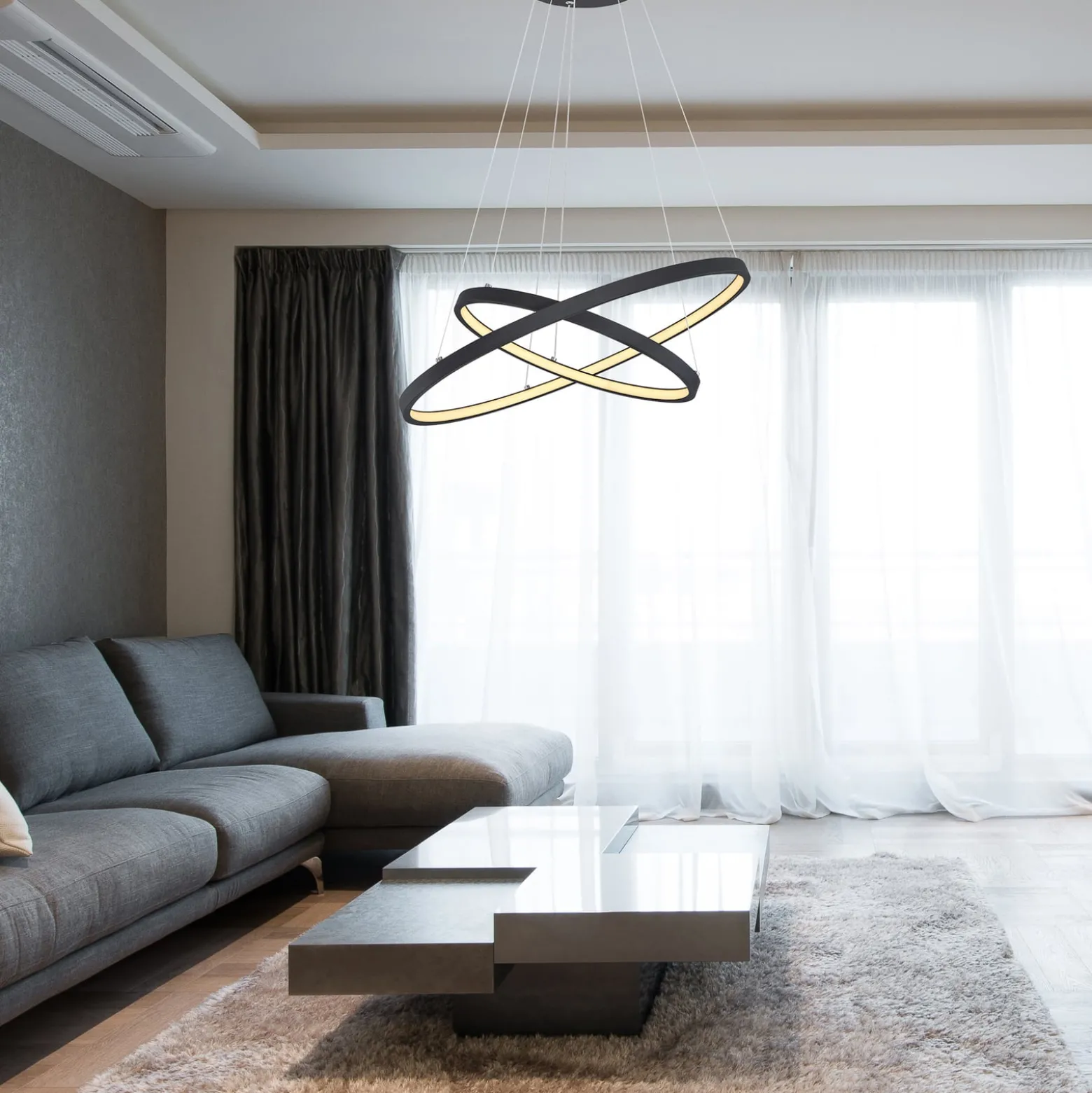 LED-Hängeleuchte Ralph, zweiflammig, schwarz