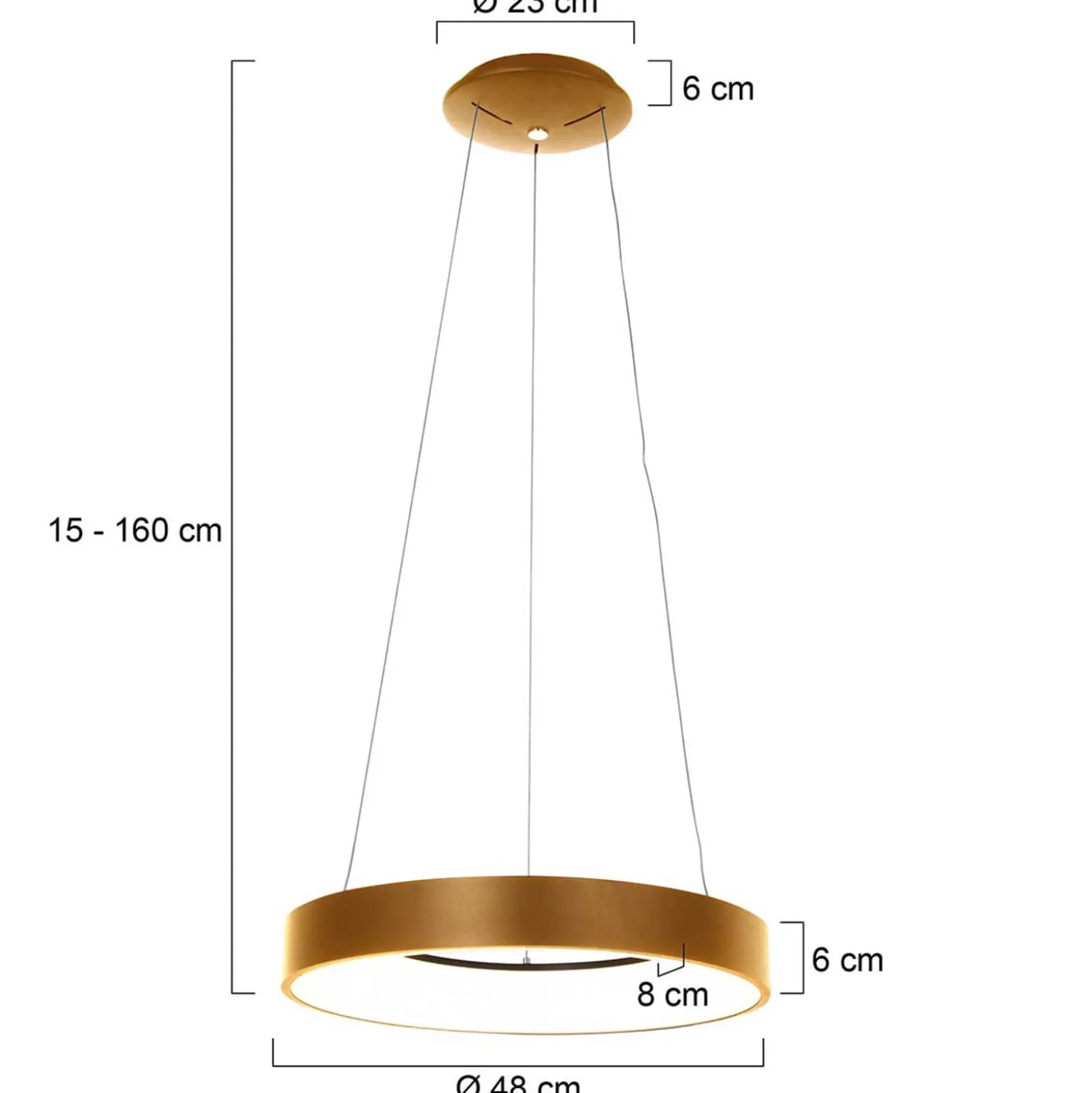 LED-Hängeleuchte Ringlede, Ø 48 cm, gold