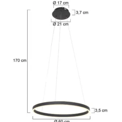 LED-Hängeleuchte Ringlux Ø 60cm 2-flammig schwarz