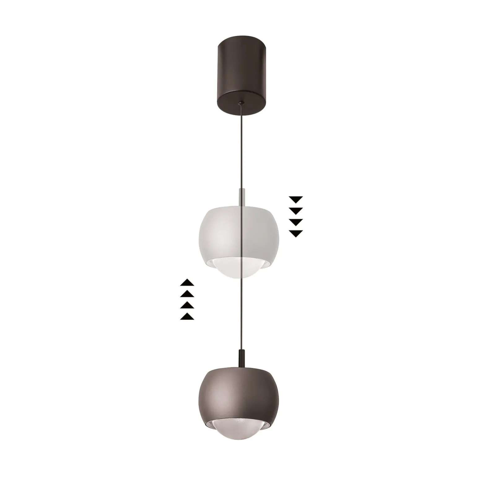 LED-Hängeleuchte Roller, kaffee, höhenverstellbar, Glaslinse