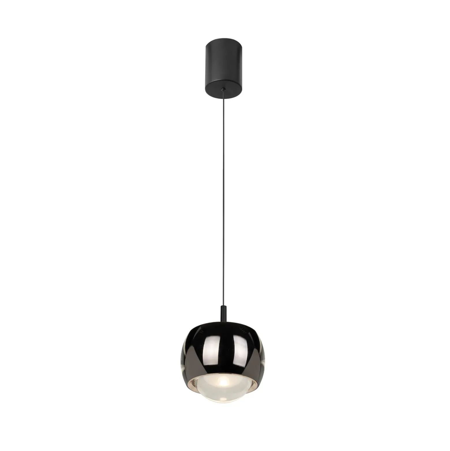 LED-Hängeleuchte Roller, schwarz-chrom verstellbar Glaslinse