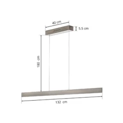 LED-Hängeleuchte Runa, nickel, Länge 132 cm