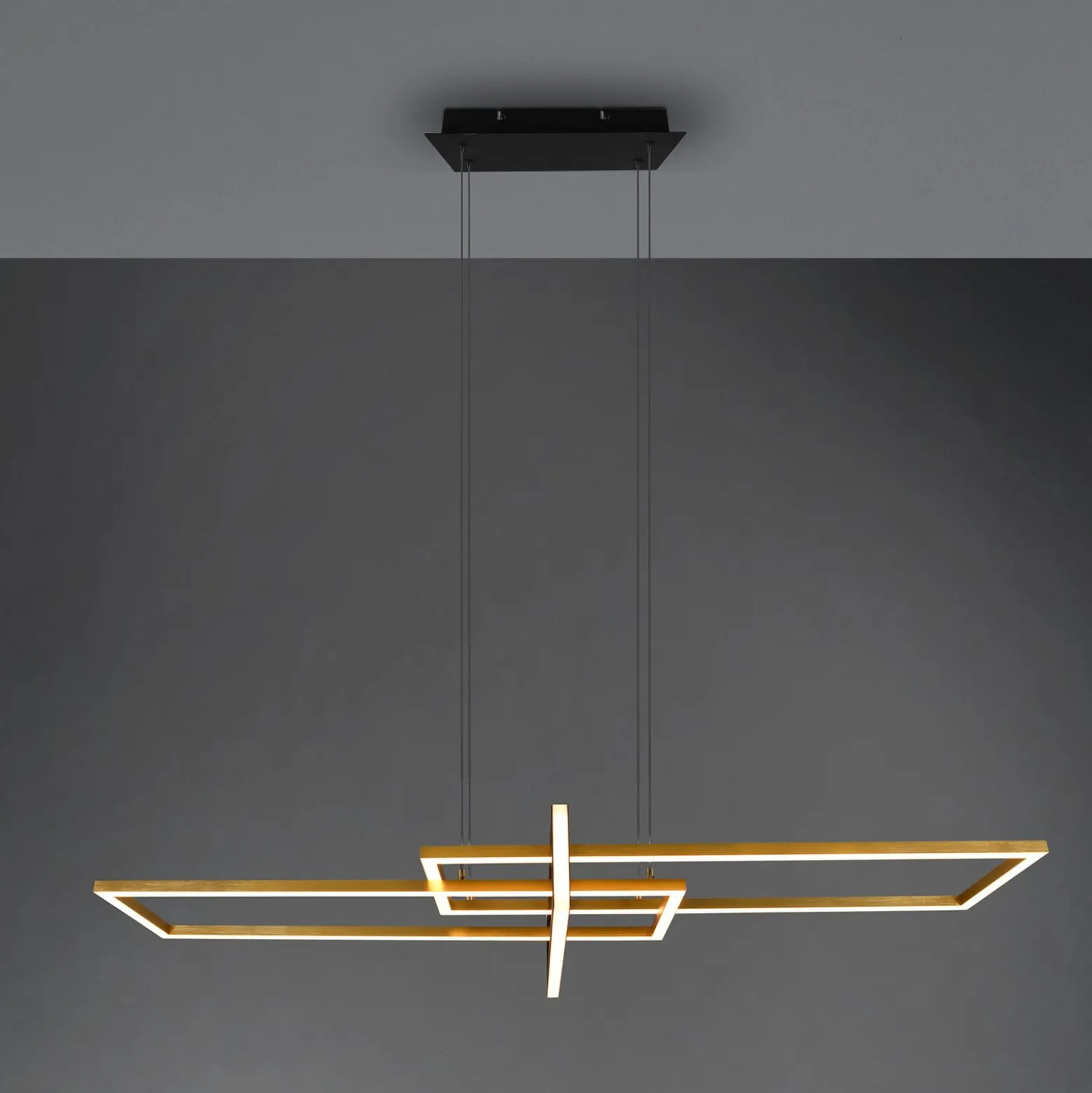 LED-Hängeleuchte Salinas, messingfarben, Metall, 110 cm lang