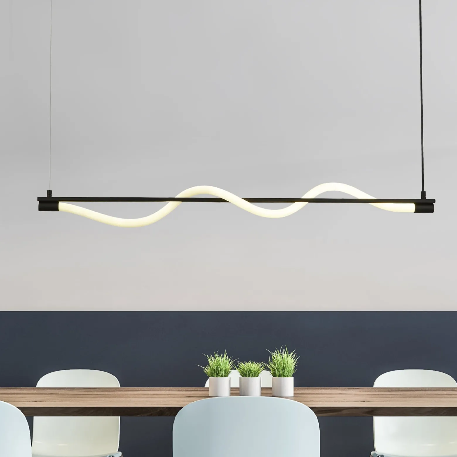 LED Hängeleuchte Serpent, schwarz/weiß, Metall, dimmbar