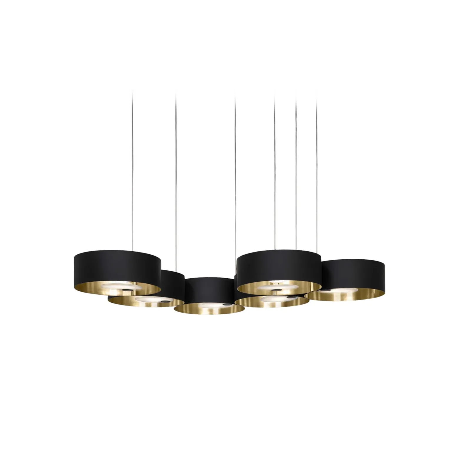 LED-Hängeleuchte Sound Or6, sechsflammig, schwarz, Up&Down