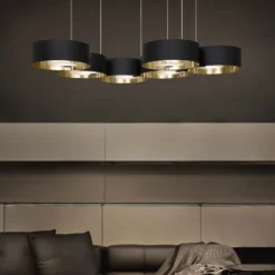 LED-Hängeleuchte Sound Or6, sechsflammig, schwarz, Up&Down