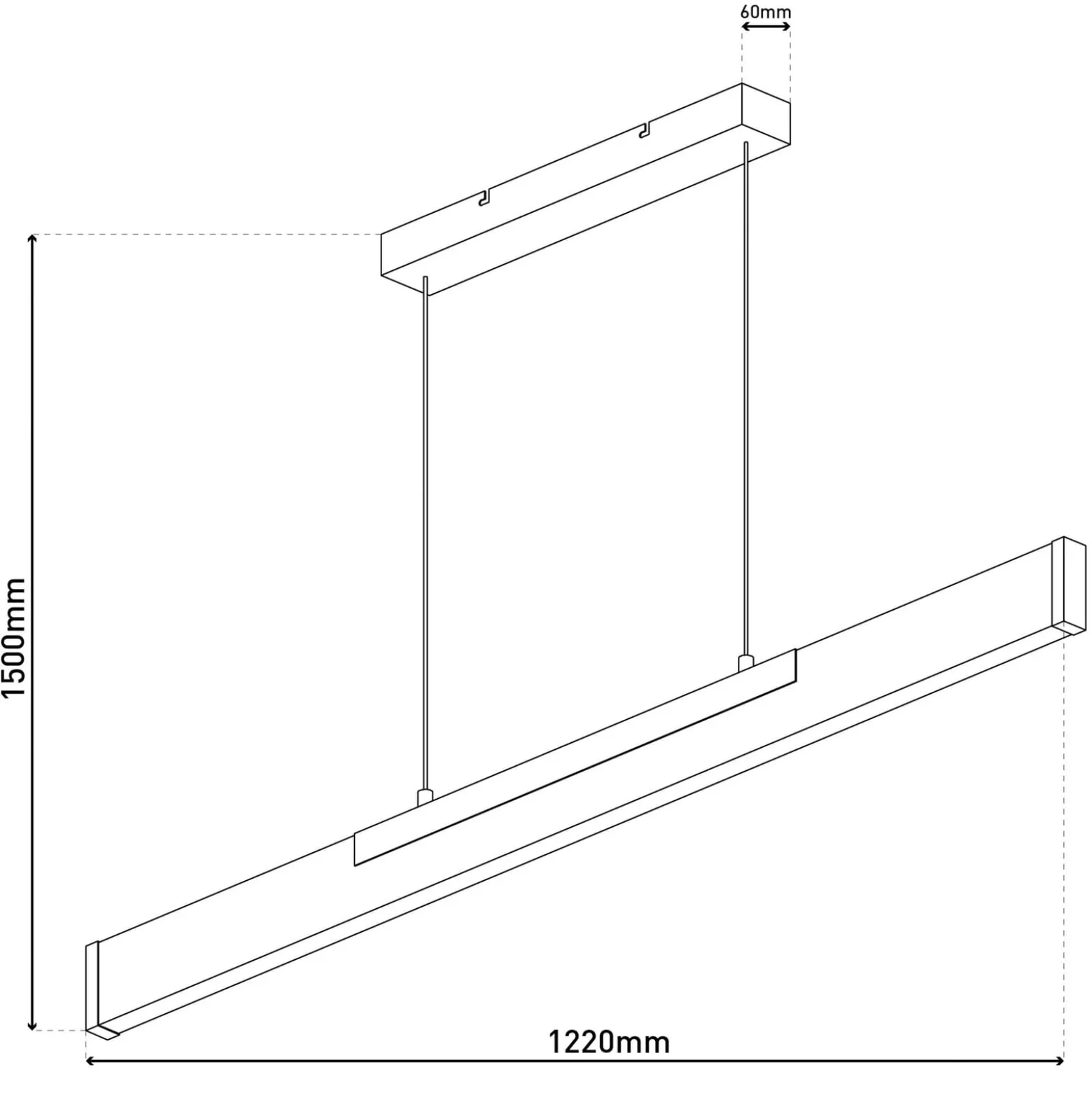 LED-Hängeleuchte Wilma, Holz, Länge 122 cm, dimmbar