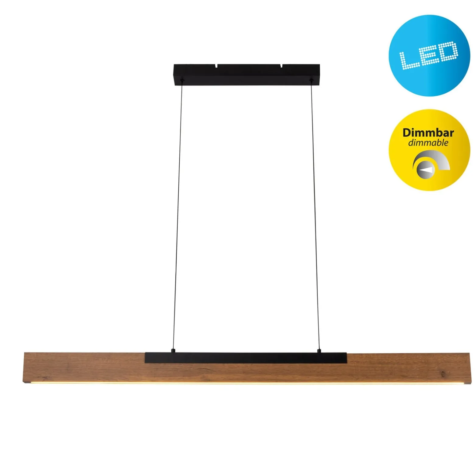 LED-Hängeleuchte Wilma, Holz, Länge 122 cm, dimmbar