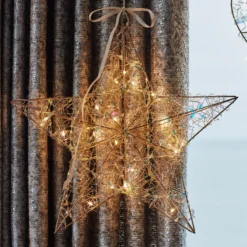 LED-Innendekoration Lily Star, gold, 40 x 40 cm, Batterie