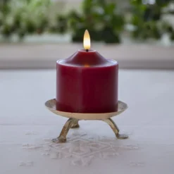 LED-Kerze Flamme, Höhe 9,5 cm rot Echtwachs Batteriebetrieb