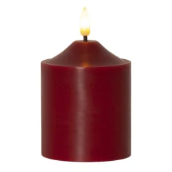 LED-Kerze Flamme, Höhe 12 cm, rot Echtwachs Batteriebetrieb
