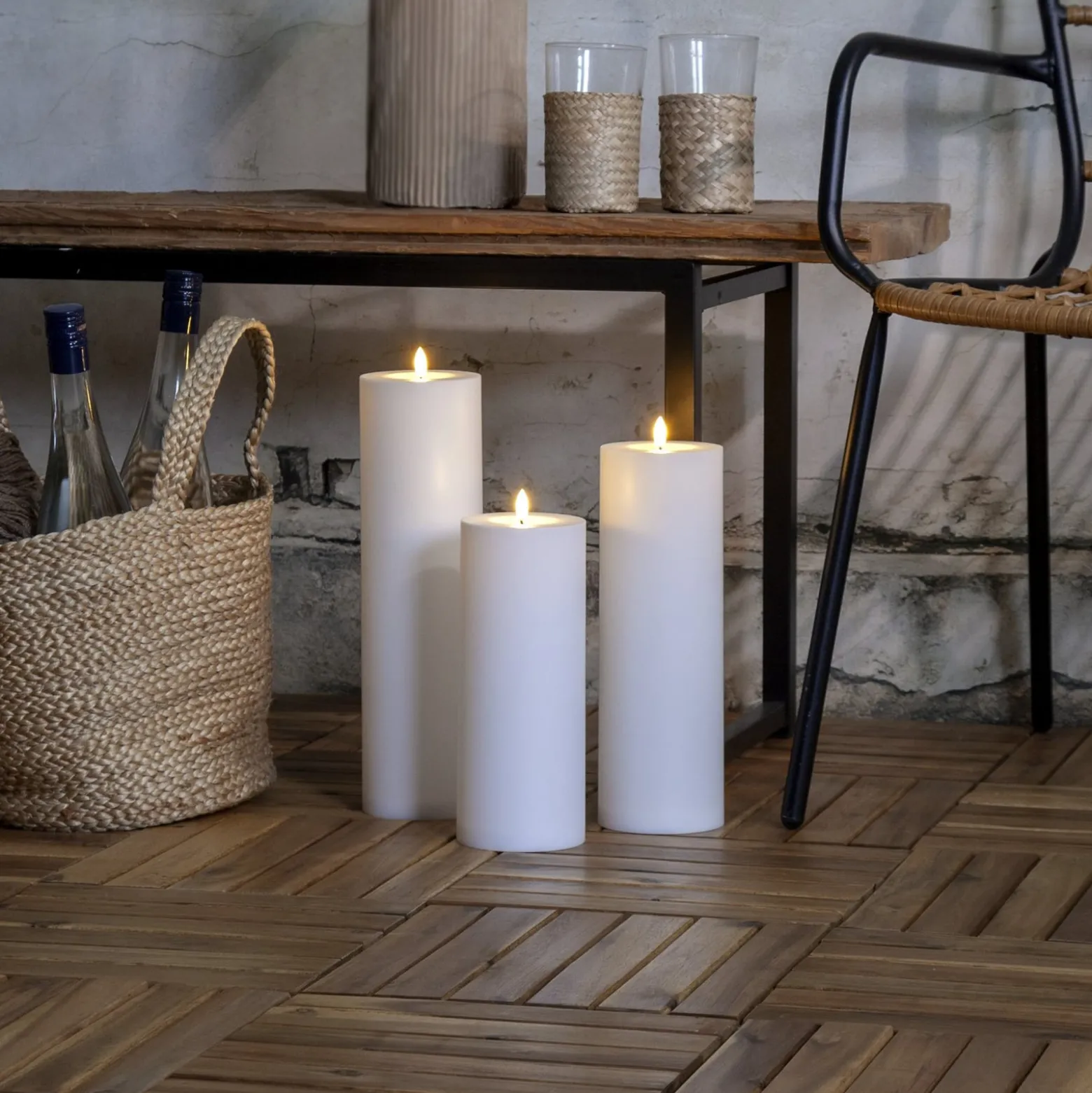 LED-Kerze Flamme Rak 32,5 cm weiß Kunststoff Batteriebetrieb