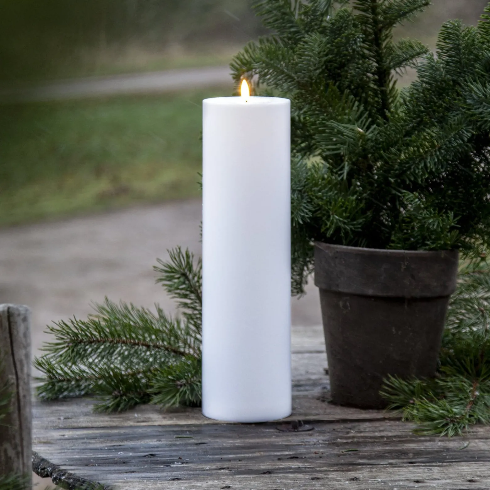LED-Kerze Flamme Rak 37,5 cm weiß Kunststoff Batteriebetrieb