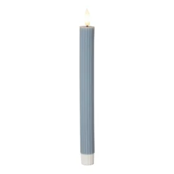 LED-Kerze Flamme Stripe, blau, 25 cm, Wachs Batterie 2er-Set