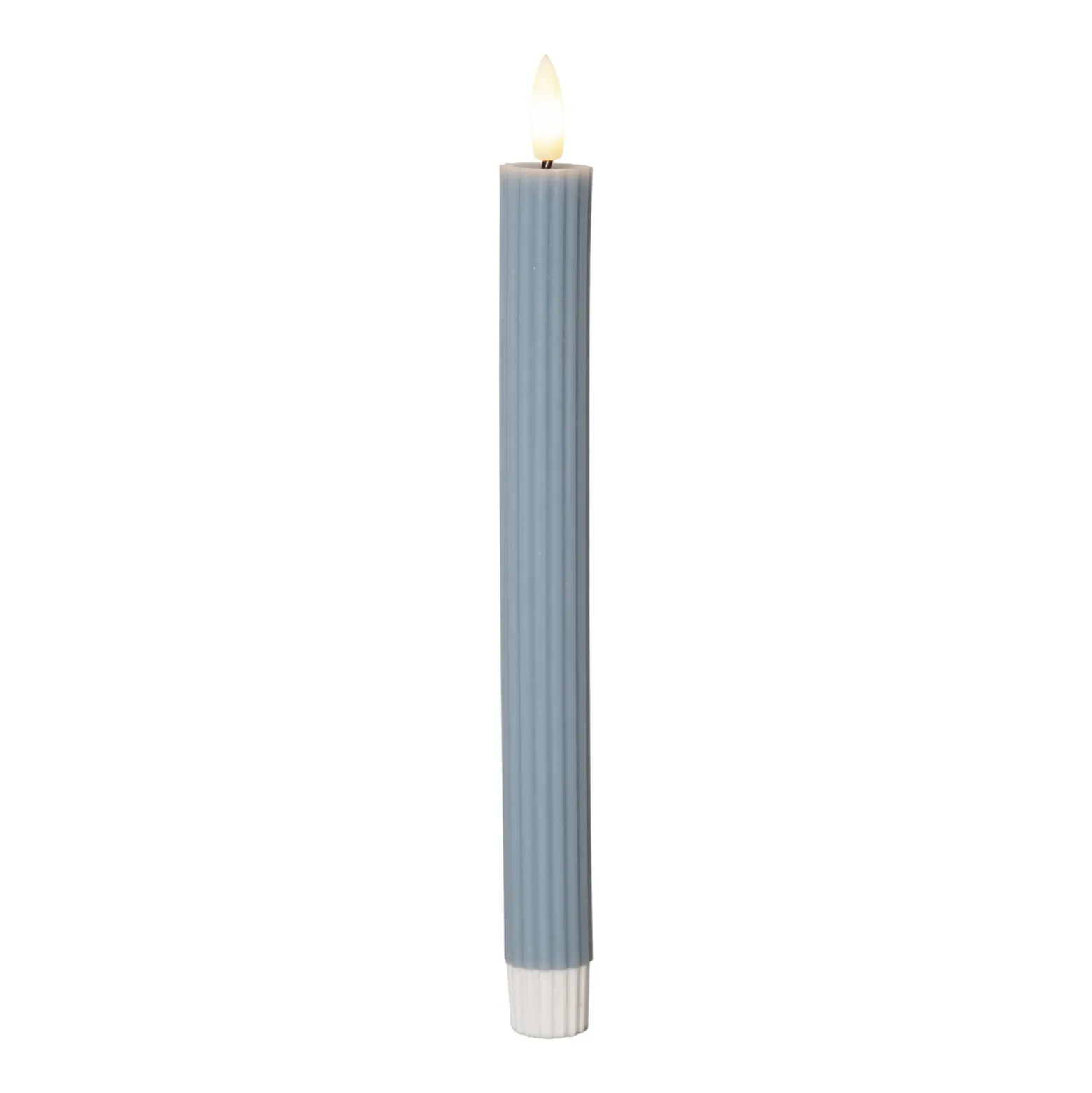 LED-Kerze Flamme Stripe, blau, 25 cm, Wachs Batterie 2er-Set