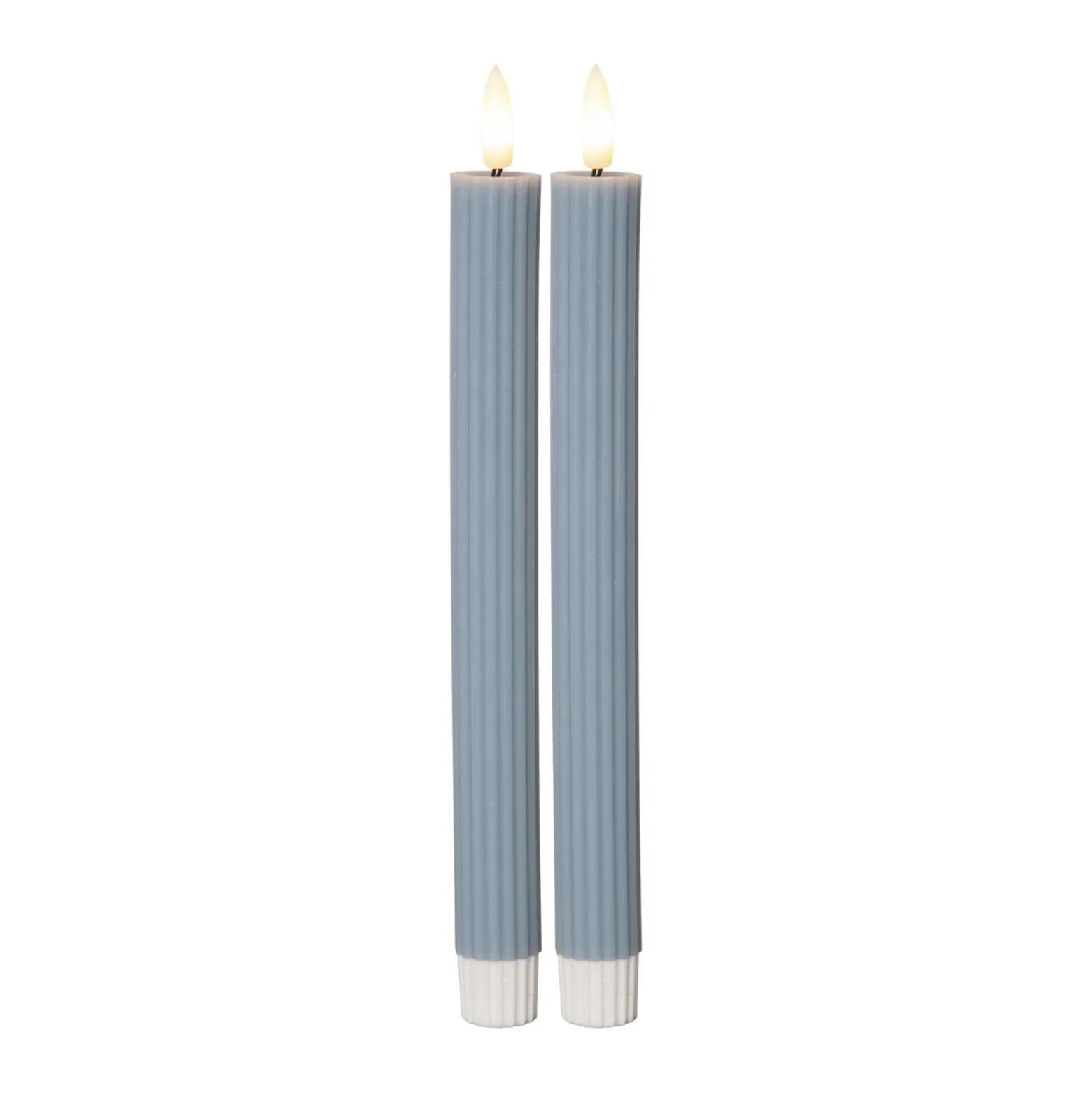 LED-Kerze Flamme Stripe, blau, 25 cm, Wachs Batterie 2er-Set