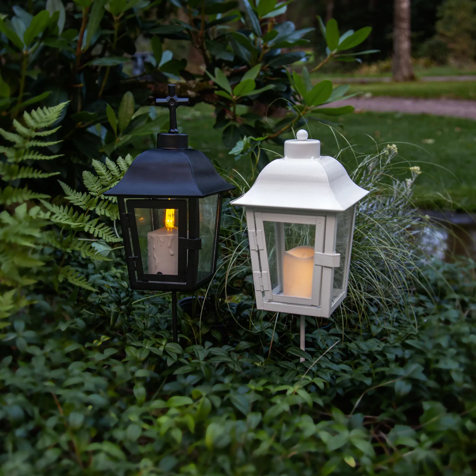 LED-Kerze Flamme Stripe grün 15 cm Echtwachs Batteriebetrieb