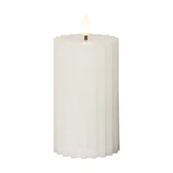 LED-Kerze Flamme Stripe weiß 15 cm Echtwachs Batteriebetrieb