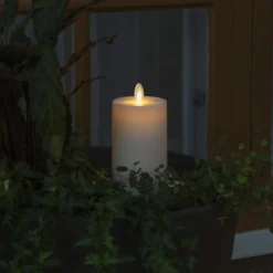 LED-Kerze IP44 cremeweiß glatt Höhe 18cm